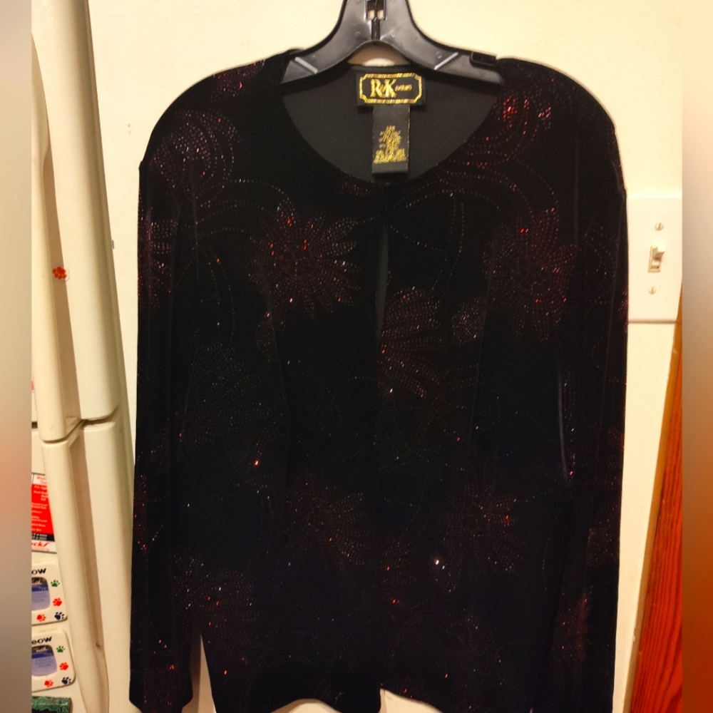 3x Black Velvet with Red Cardigan